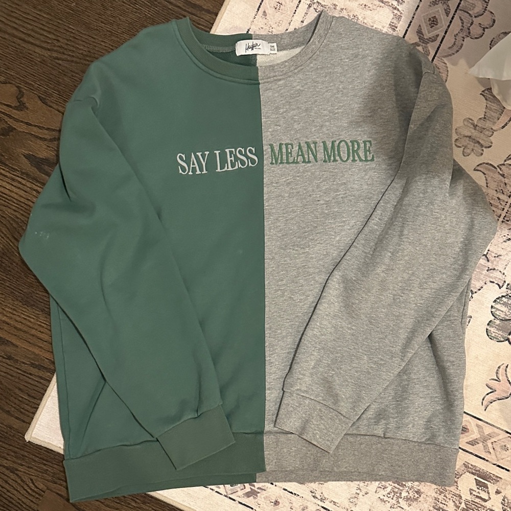 Green and Gray Statement Sweatshirt